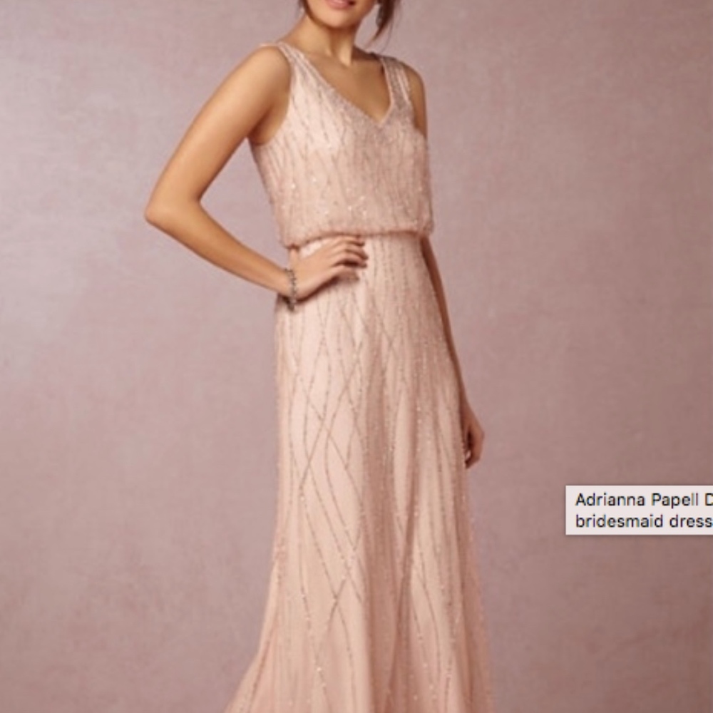 Adrianna Papell Beaded Bridesmaid Dress 4 Blush